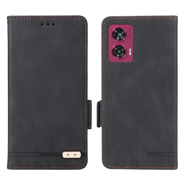 Per Motorola Edge 50 Fusion 5G Portafoglio Custodia Hardware Decor Custodia Telefono in Pelle - Nero