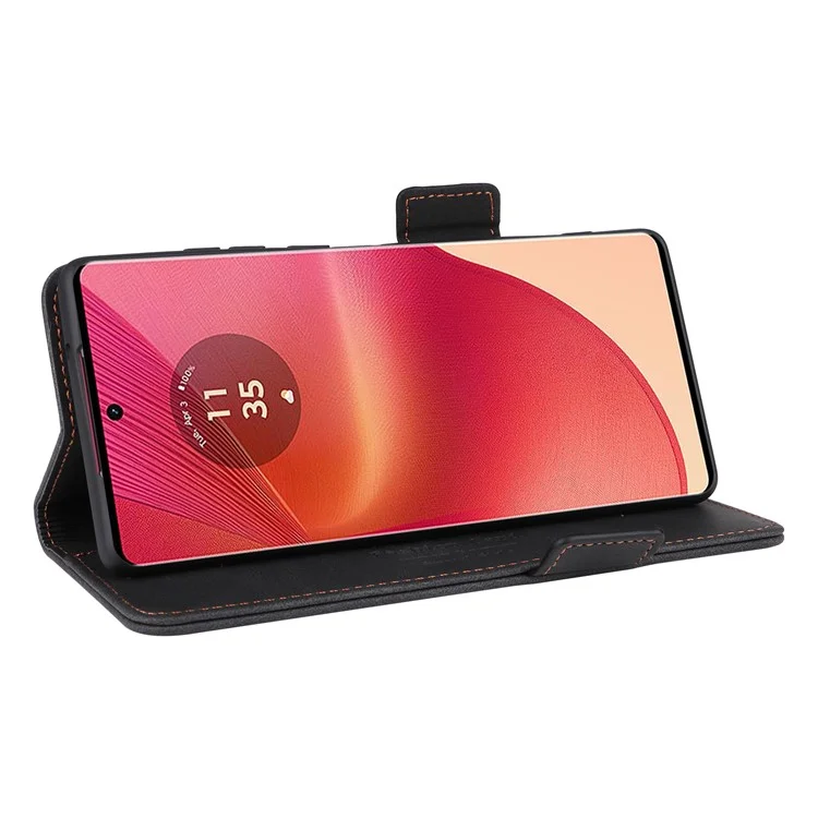 Per Motorola Edge 50 Fusion 5G Portafoglio Custodia Hardware Decor Custodia Telefono in Pelle - Nero