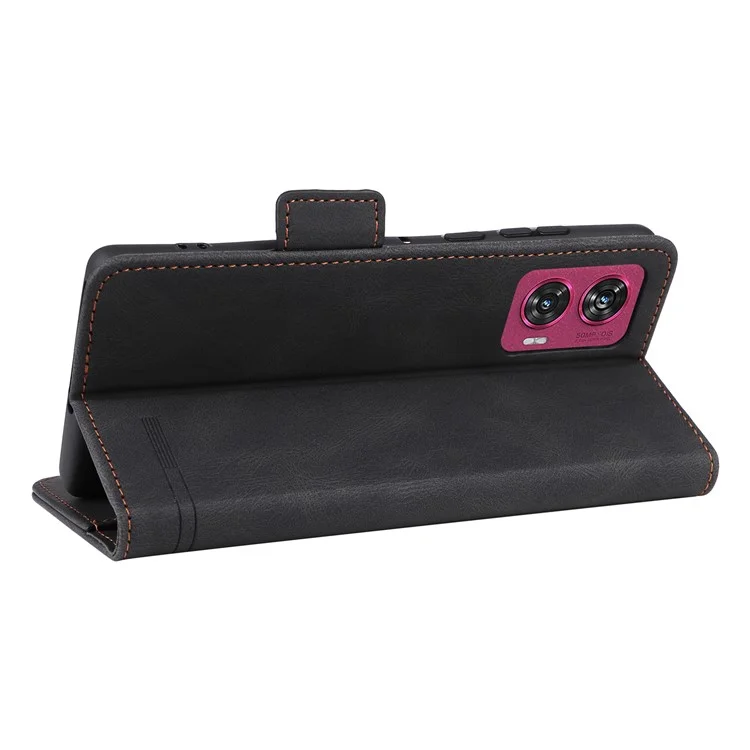 Per Motorola Edge 50 Fusion 5G Portafoglio Custodia Hardware Decor Custodia Telefono in Pelle - Nero