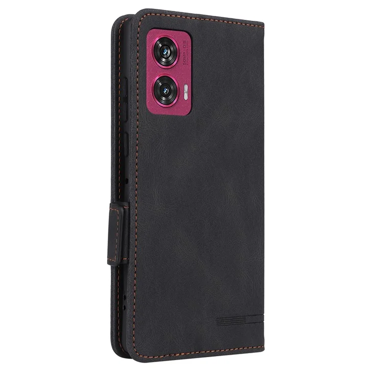 Per Motorola Edge 50 Fusion 5G Portafoglio Custodia Hardware Decor Custodia Telefono in Pelle - Nero