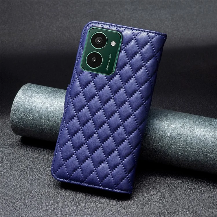 BINFEN COLOR BF Style-14 For HMD Pulse Pro Leather Case Rhombus Wallet Flip Phone Cover - Blue