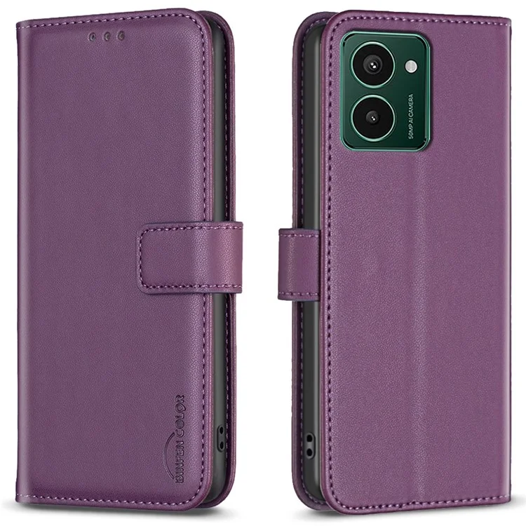 BINFEN COLOR BF17 Pour HMD Pulse Pro Étui Portefeuille Flip en Cuir PU - Violet Foncé