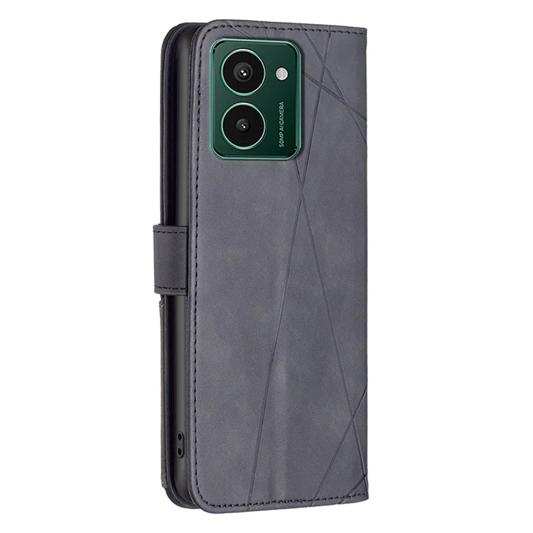 BINFEN COLOR BF05 für HMD Pulse+ Hülle, PU-Leder Geldbörse mit Geometrie-Handyhülle - Schwarz