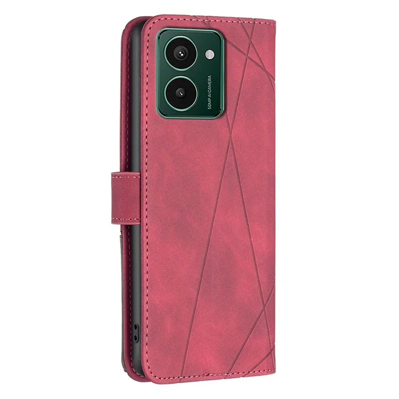BINFEN COLOR For HMD Pulse+ Phone Cases Wallet Stand Geometry Imprint Leather Cover - Red