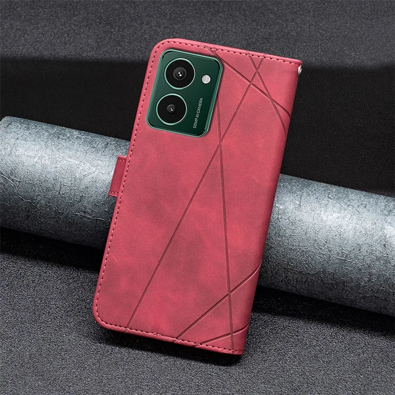 BINFEN COLOR For HMD Pulse+ Phone Cases Wallet Stand Geometry Imprint Leather Cover - Red
