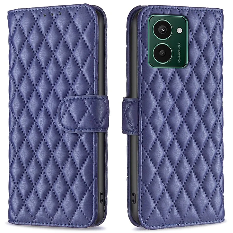 BINFEN COLOR BF Style-14 Pour HMD Pulse+ Étui Rhombus Imprint Leather Phone Cover - Bleu
