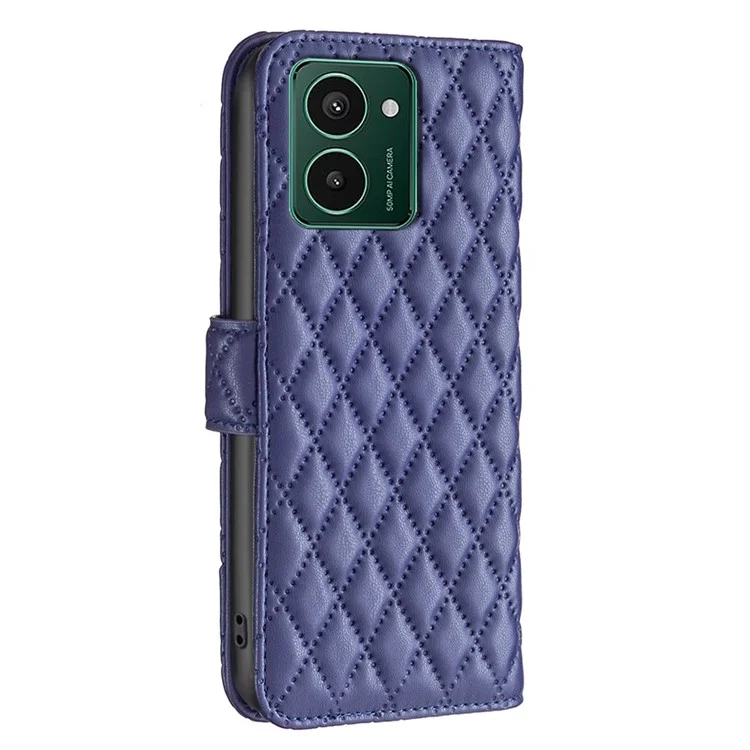 BINFEN COLOR BF Style-14 Pour HMD Pulse+ Étui Rhombus Imprint Leather Phone Cover - Bleu