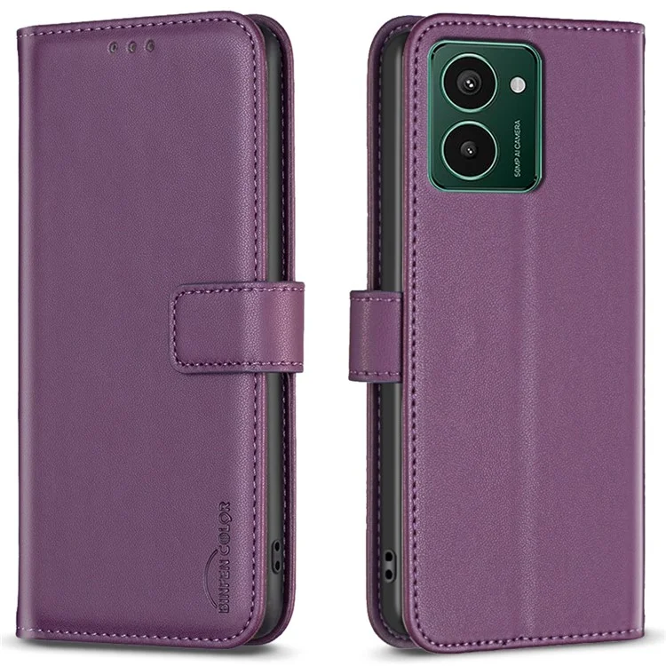 BINFEN COLOR BF17 For HMD Pulse+ Case PU Leather Wallet Cover Stand View - Dark Purple