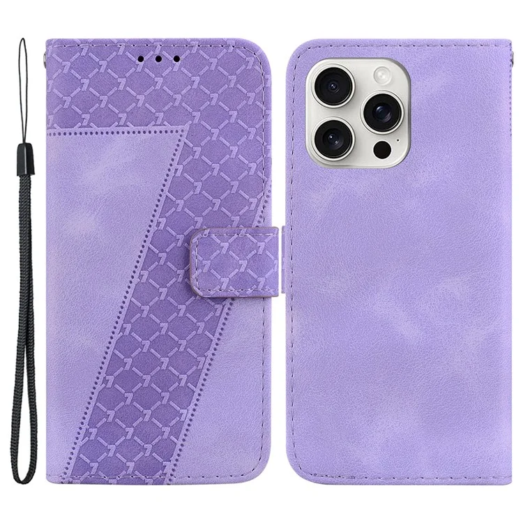 Para iPhone 16 Pro Max Case 7-Shaped Pattern Leather Shockproof Phone Cover - Roxo