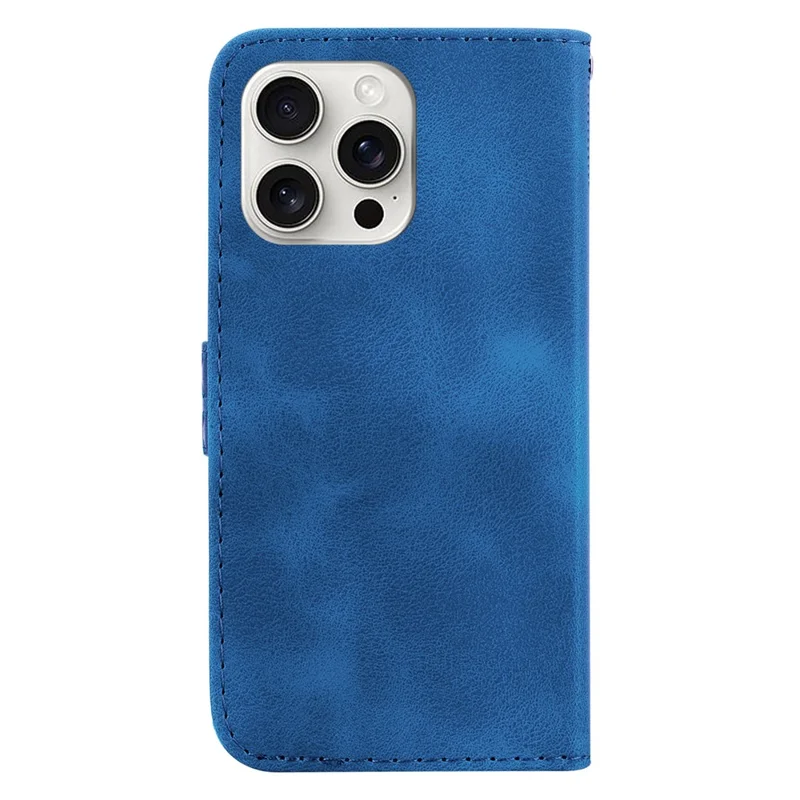 Voor iPhone 16 Pro-hoesje 7-vormig patroon Lederen Stootvaste telefoonhoes - Blauw