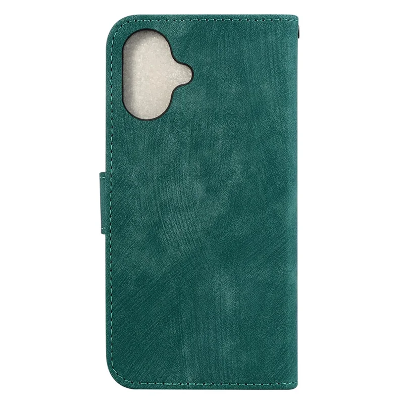 For iPhone 16 Stand Case Cute Tiger Imprint Leather Wallet Phone Cover - Green