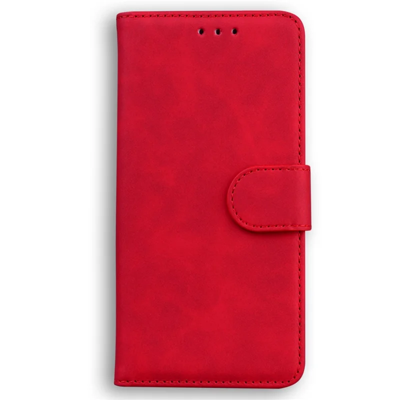 For iPhone 16 Case Solid Color PU Leather Stand Phone Cover - Red