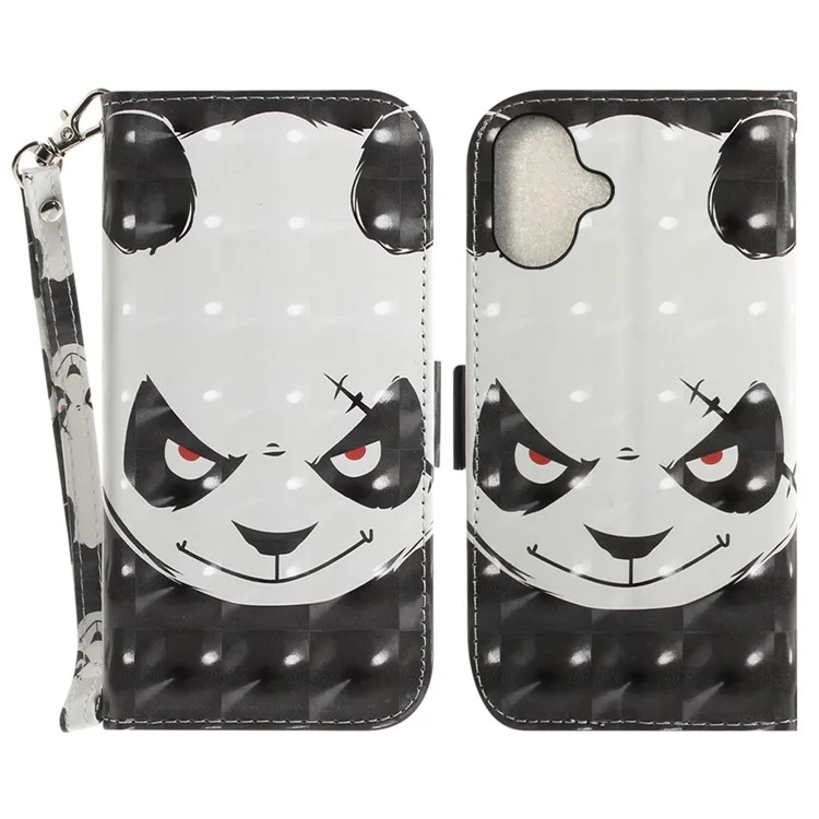 Per iPhone 16 Case 3D Pattern Print Leather Flip Wallet Phone Cover - Angry Panda