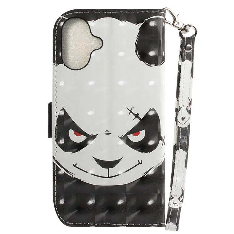 Per iPhone 16 Case 3D Pattern Print Leather Flip Wallet Phone Cover - Angry Panda