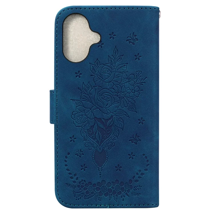 iPhone 16 Case Shockproof Leather Phone Cases Pattern Imprint - Blau