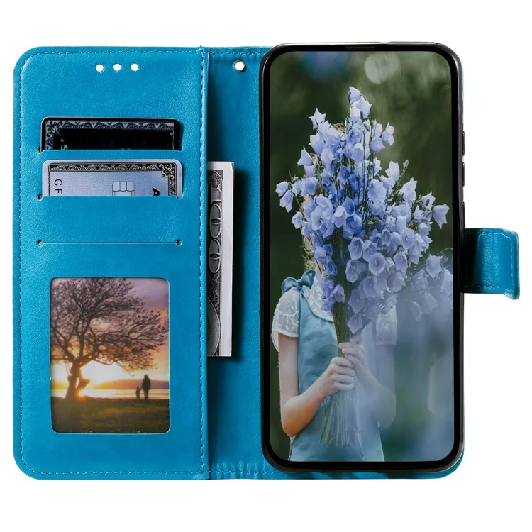 Для Xiaomi Poco C75 4G / Redmi 14R 5G / 14C 4G Чехол-подставка с нанесенным тотемным узором из искусственной кожи - синий