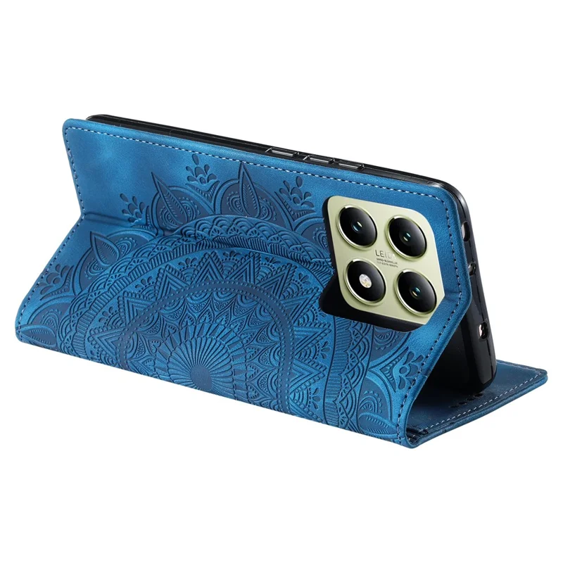 Style-010 For Xiaomi 14T Phone Case Imprinted Leather Cover Magnetic Auto Closing - Blue