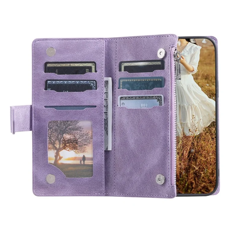 Style 005 For Xiaomi 14T Phone Case Rhombus Stitching Line PU Leather Wallet Cover - Purple
