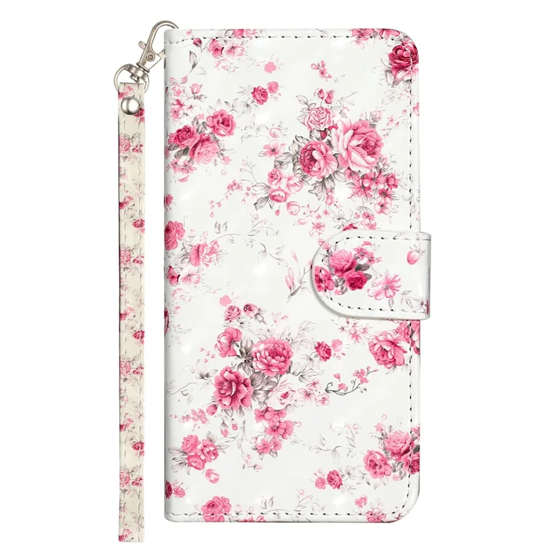 For Samsung Galaxy S24 FE Case 3D Pattern Leather Wallet Flip Phone Cover with Strap - Roses