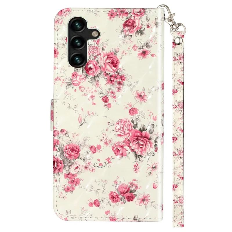 For Samsung Galaxy S24 FE Case 3D Pattern Leather Wallet Flip Phone Cover with Strap - Roses