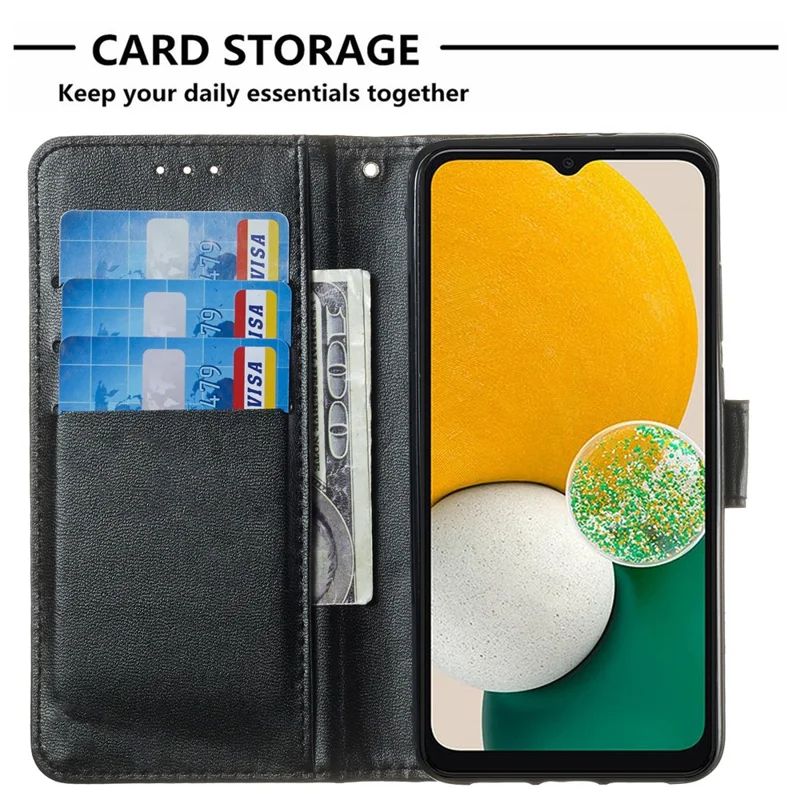 For Samsung Galaxy S24 FE Case Wallet PU Leather Solid Color Phone Cover - Black
