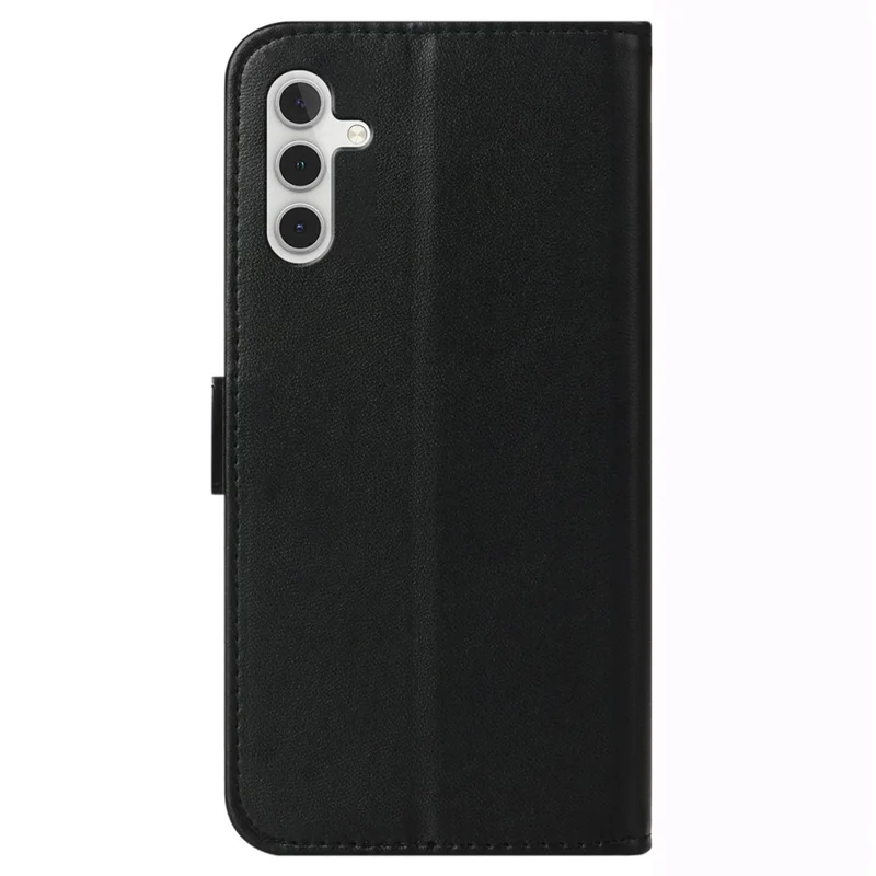 For Samsung Galaxy S24 FE Case Wallet PU Leather Solid Color Phone Cover - Black