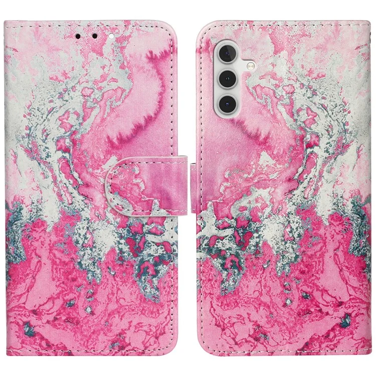 Für Samsung Galaxy S24 FE Case Pattern Design Leder Flip Handyhülle - Pink Seewasser Marmor