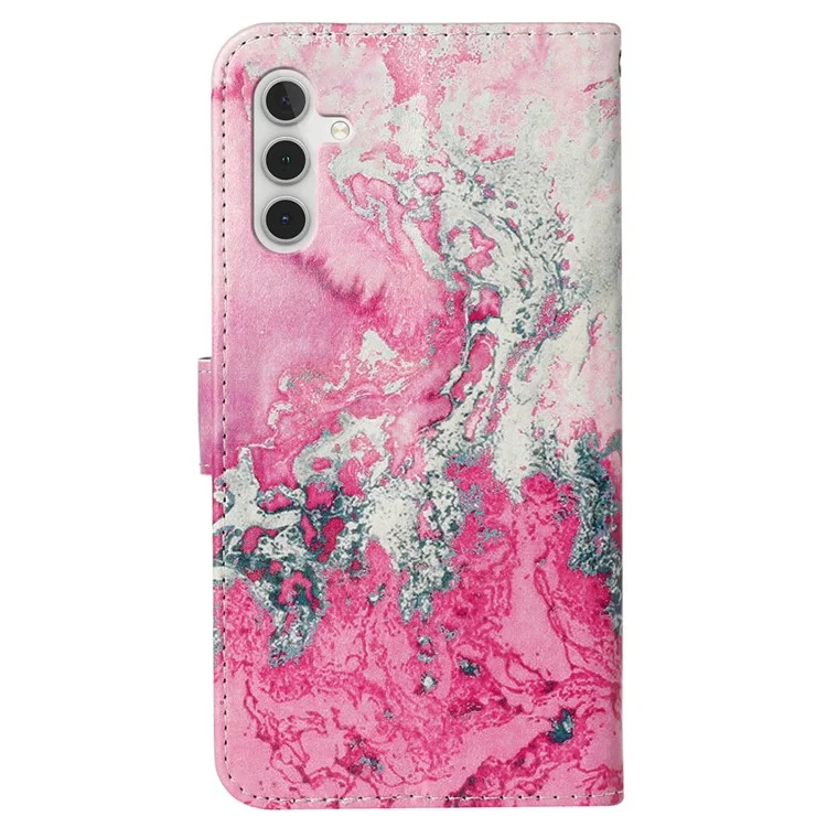 Für Samsung Galaxy S24 FE Case Pattern Design Leder Flip Handyhülle - Pink Seewasser Marmor
