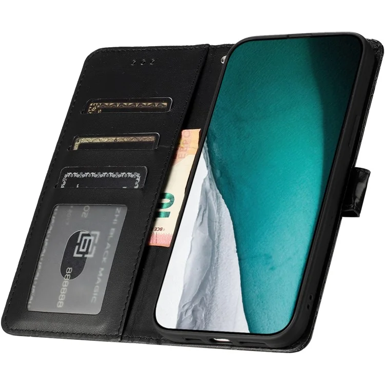 Für Samsung Galaxy S24 FE Hülle Brieftasche PU-Leder Handyhülle Krokodilleder-Textur - Schwarz