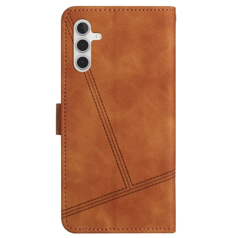 Für Samsung Galaxy S24 FE Case Wallet PU Leder Handyhülle Linien bedruckt - Braun