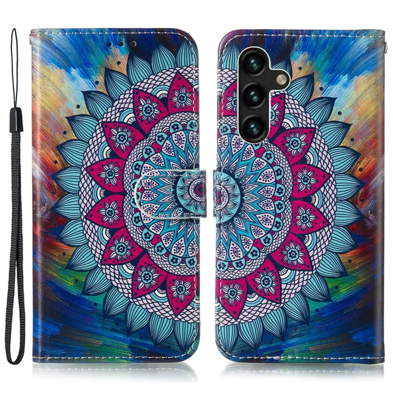 For Samsung Galaxy S24 FE Wallet Case Leather Pattern Printed Phone Cover - Mandala Flower