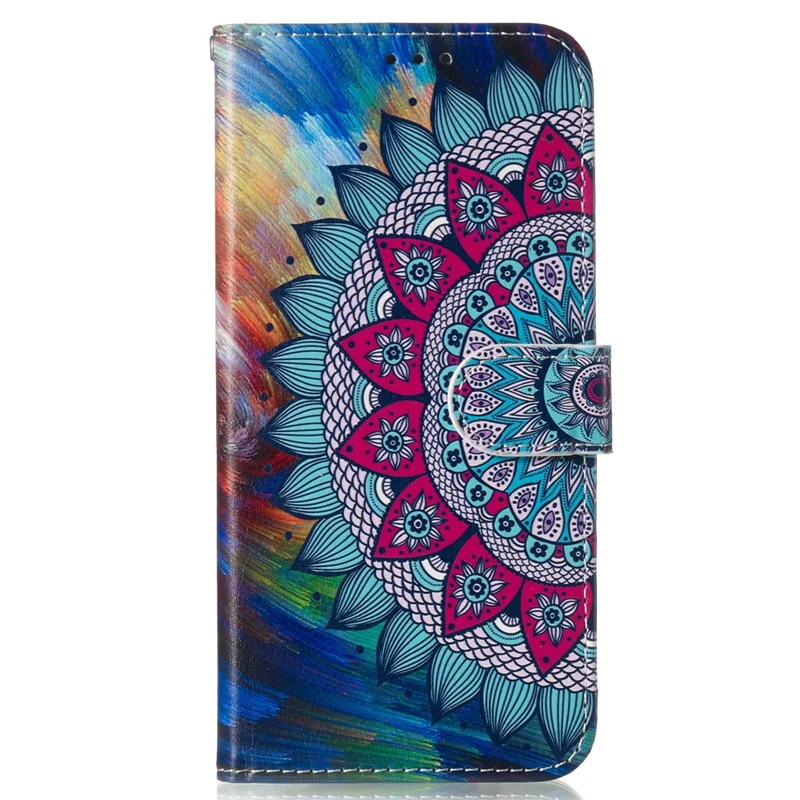 For Samsung Galaxy S24 FE Wallet Case Leather Pattern Printed Phone Cover - Mandala Flower