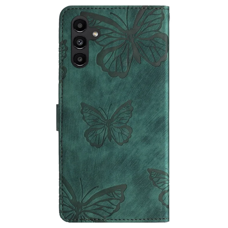 For Samsung Galaxy S24 FE Case PU Leather Wallet Flip Phone Cover Butterflies Imprinted - Green