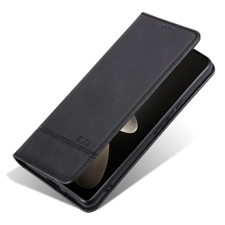 AZNS For Oppo Reno12 5G (Global) Phone Case Cowhide Texture PU Leather Phone Cover - Black