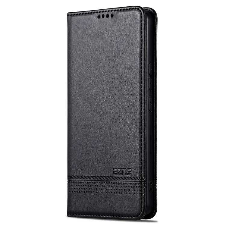 AZNS For Oppo Reno12 5G (Global) Phone Case Cowhide Texture PU Leather Phone Cover - Black