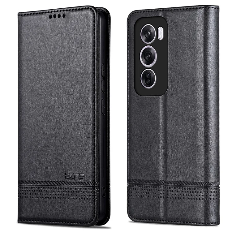 AZNS For Oppo Reno12 Pro 5G (Global) Case Cowhide Texture PU Leather Phone Shell - Black