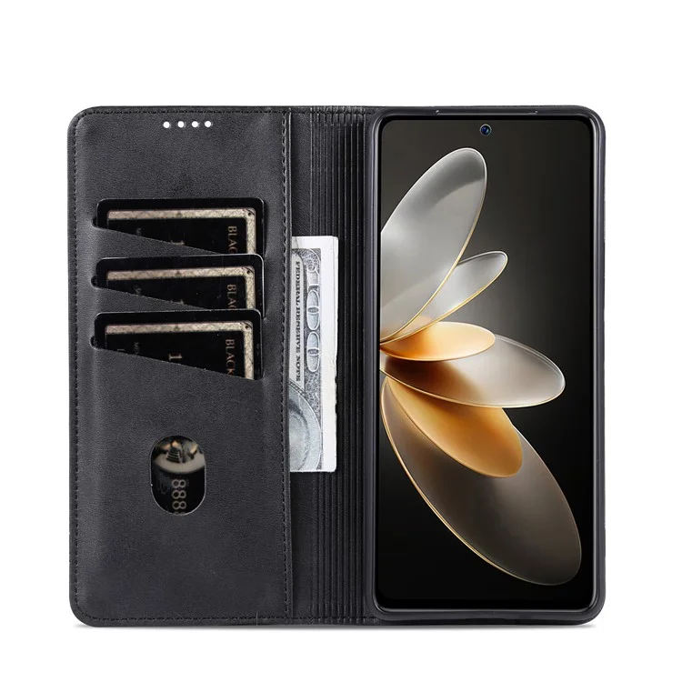 AZNS For Oppo Reno12 Pro 5G (Global) Case Cowhide Texture PU Leather Phone Shell - Black