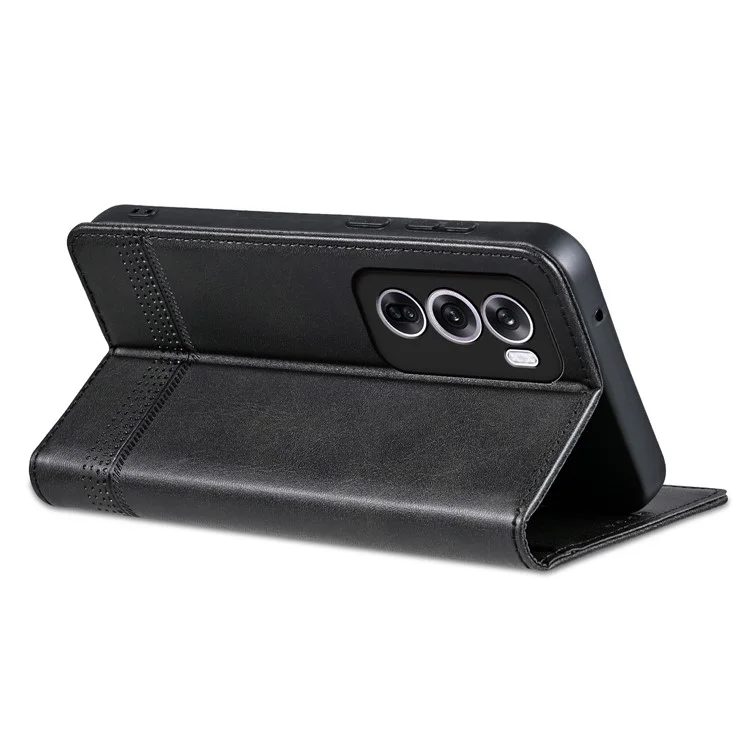 AZNS For Oppo Reno12 Pro 5G (Global) Case Cowhide Texture PU Leather Phone Shell - Black