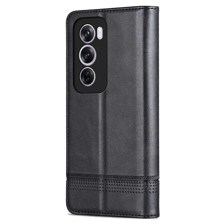 AZNS For Oppo Reno12 Pro 5G (Global) Case Cowhide Texture PU Leather Phone Shell - Black