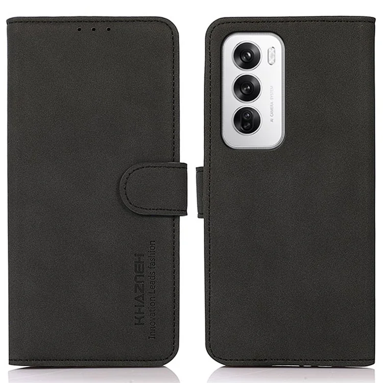 KHAZNEH For Oppo Reno12 5G (Global) Phone Case Protective PU Leather Wallet Cover - Black