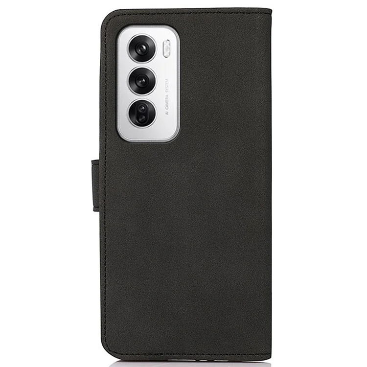 KHAZNEH For Oppo Reno12 5G (Global) Phone Case Protective PU Leather Wallet Cover - Black