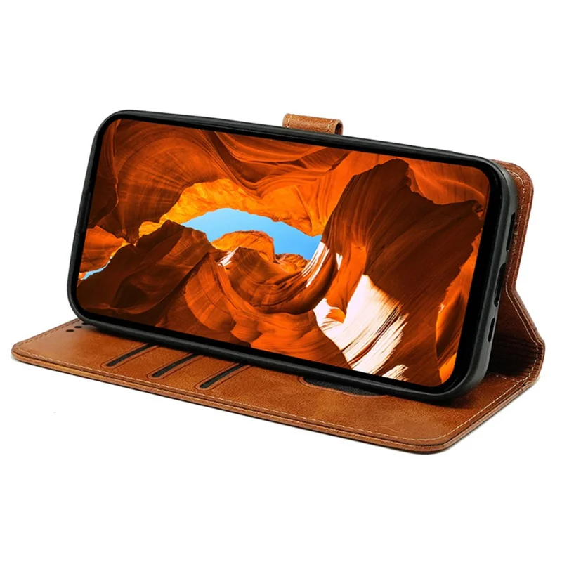 Para Samsung Galaxy S24 FE Case Calf Texture Leather Stand Book Style Phone Cover - Amarelo