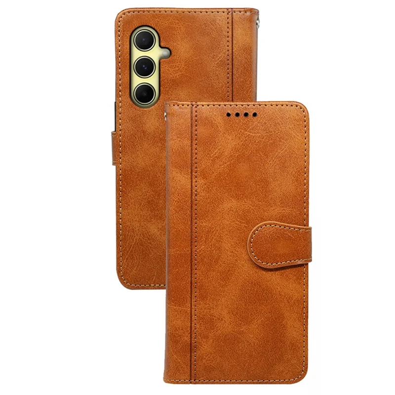 Para Samsung Galaxy S24 FE Case Calf Texture Leather Stand Book Style Phone Cover - Amarelo