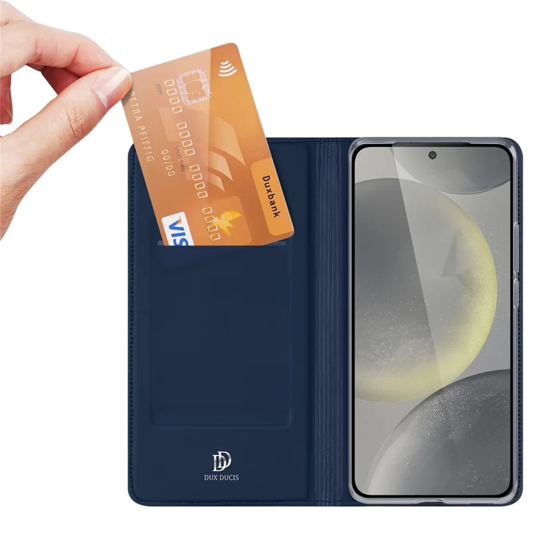 DUX DUCIS Skin Pro Series For Samsung Galaxy S24 FE Leather Case Card Holder Phone Cover - Blue