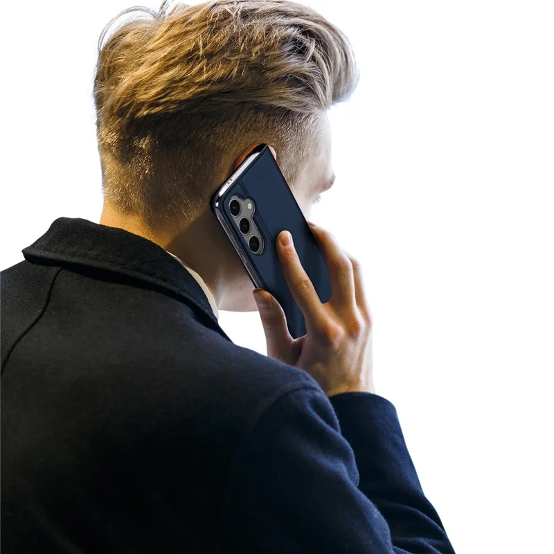 DUX DUCIS Skin Pro Series For Samsung Galaxy S24 FE Leather Case Card Holder Phone Cover - Blue