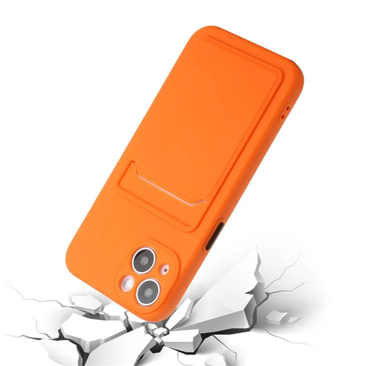 Für iPhone 14 Plus Case Kartenetui Soft TPU Schutzhülle - Orange
