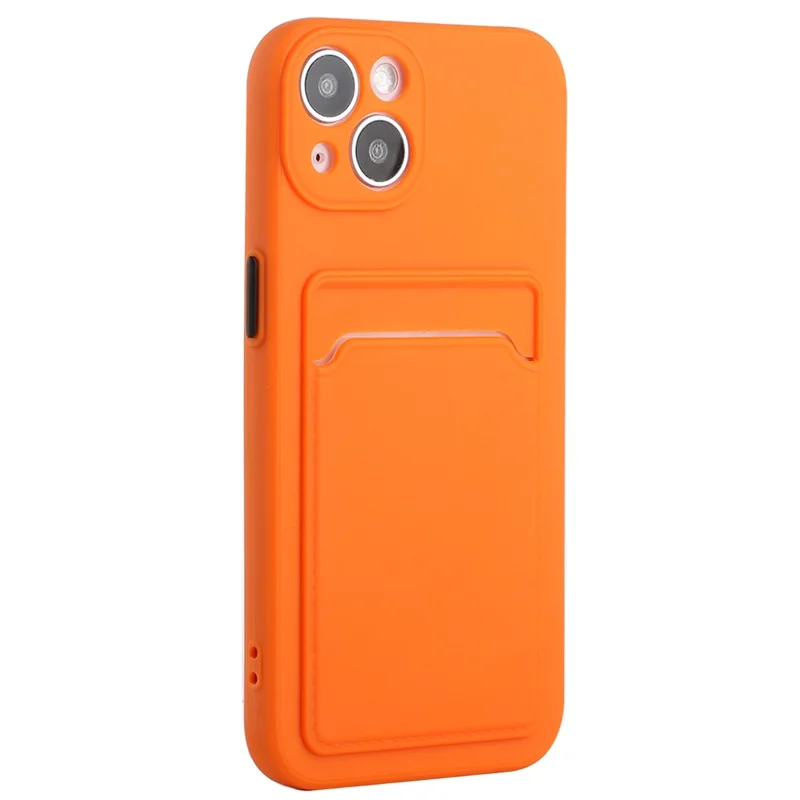 For iPhone 14 TPU Case Flexible Phone Cover with Back Card Slot - Orange