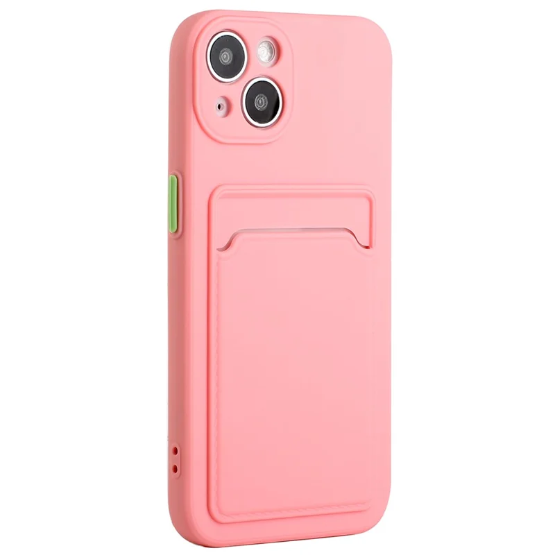 For iPhone 14 TPU Case Flexible Phone Cover with Back Card Slot - Pink