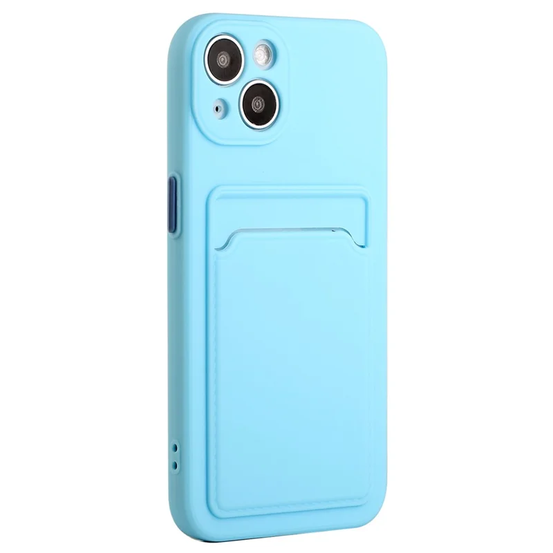 For iPhone 14 TPU Case Flexible Phone Cover with Back Card Slot - Sky Blue