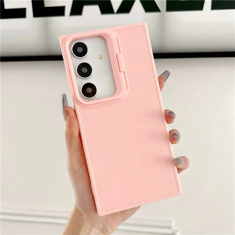 Per Samsung Galaxy A15 4G / 5G TPU Phone Case con Cornice Obiettivo Supporto - Rosa Chiaro